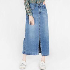 여성 청치마 활동성 데이트룩 앞트임 롱청스커트[W7EC528]