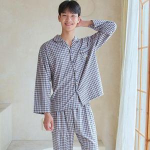 [알콩단잠]남자아이 주니어잠옷 청소년 체크파자마 홈웨어 선염기모 실내복 어린이 상하복
