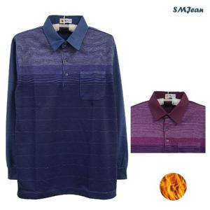 SMJ1762 긴팔 기모 티셔츠 남성 중년 겨울 카라티 중년 남성 긴팔티