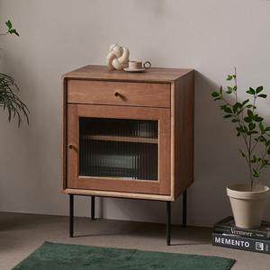 나무뜰 헤이즐 원목 모루유리 사이드 테이블 침대 거실 높은 협탁 GM379