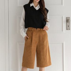 고퀄 국내산 여성 버뮤다 코듀로이 반바지 팬츠 SML-WPT-12138-브라운
