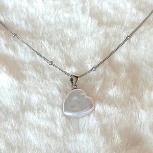 925실버 천연 담수 진주 납작 목걸이