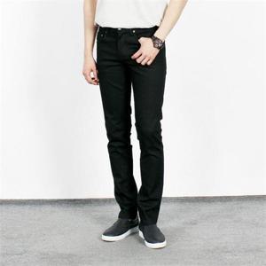 [세컨에디션]남자 슬림핏 블랙 로우 데님 청바지