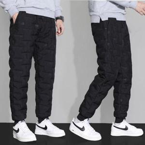 남자 겨울 방한 팬츠 방풍 패딩 따뜻한 솜 밴딩 바지_W9A57A9