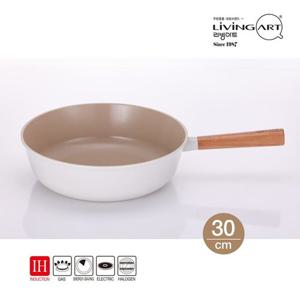 [BJ] 리빙아트 우드핸들 세라믹코팅 인덕션웍 궁중팬 30cm