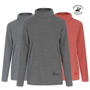 [비버리힐스폴로클럽][비버리힐스폴로클럽] 여성 기모 스트라이프 터틀넥 티셔츠 TS622