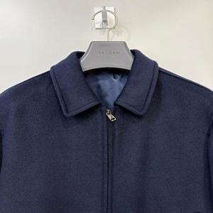 [트루젠]남자 가을겨울 투톤 네이비 컬러 울 혼방 블루종 숏 하프 기장 모직 코트_JK