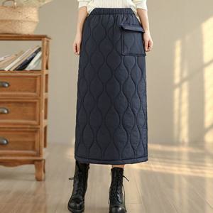 나바바 / NS490 포근 퀄팅 포켓 밴딩 누빔 스커트