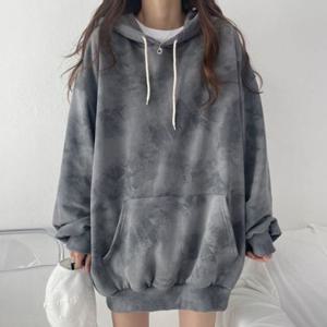 나바바 / NT3087 루즈핏 물결무늬 기모 긴팔 후드 맨투맨