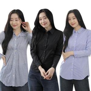 [엄지척]남방 체크 셔츠 스판 여성 스트라이프 블랙 여성셔츠_19652352_667501