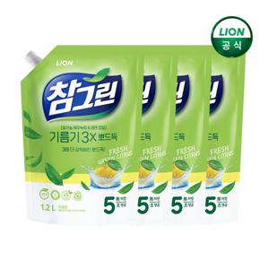 참그린 기름기 뽀드득 주방세제 1.2L 리필X4개