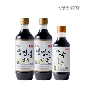 [신앙촌] 양조간장 집밥요리 7호(생명물간장 860mlX2, 국간장 500mlX1)