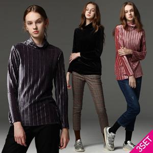 3SET [르오트] 기품있는 레이디 벨벳 블라우스 3종세트
