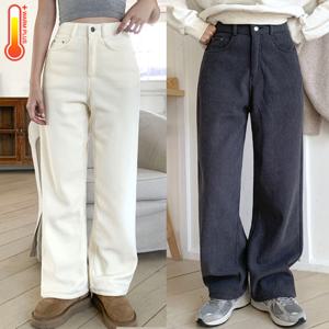 ★타임특가★ 여성 플로체 겨울 기모 코듀로이 일자 스판 팬츠 (3color)