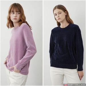 [올리비아로렌]벨벳 라운드넥 니트 풀오버 VOBBL3WA151