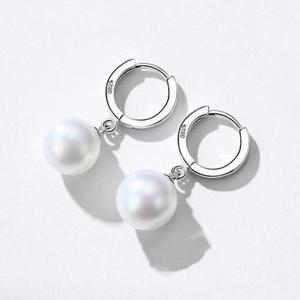 [QNS6T75C_58]물방울링귀걸이 단아한 실버 진주 S925 8mm