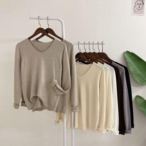 허니제이 /  자체제작 2사이즈  카리코 어텀 브이넥 비스코스 니트(7color)