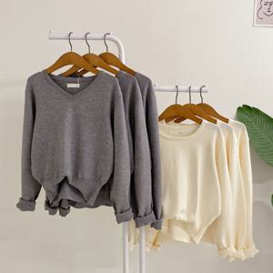 허니제이 /  2종택1 3사이즈  부드리 비스코스 무지 긴팔 니트(6color)