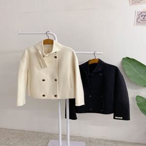 허니제이 /  핸드메이드  레브릭 캐시미어 울 하이넥 더블 버튼 자켓(2color)