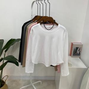 씨샵인더룸 /  1 + 1제품  요마 라운드 밑단 크롭 긴팔 티셔츠 5color
