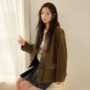[올리브데올리브] 코듀로이 카라 배색 스웨이드 자켓 OE5AJ8770