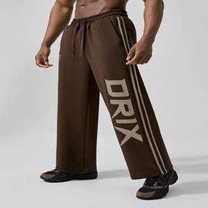트랙 라인 그래픽 와이드 스웨트 팬츠_브라운