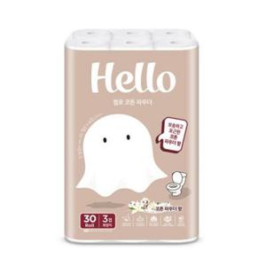 헬로 코튼파우더향 화장지 3겹 30m 30롤 100% 천연펄프