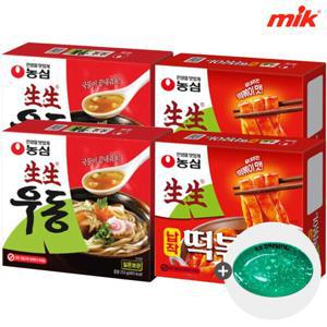 [APP전용] 농심 생생 우동 봉지 253g x 16봉 / 생생 납작 떡볶이면 258g x 16봉 +생생납작접시증정