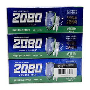 애경산업 2080 파워쉴드 그린 치약 140g x 3개입/치약/잇몸/불소/치석/케어