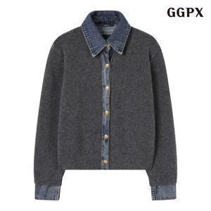 데님 배색 카라 버튼업 긴팔 가디건 (GPDCK003D)