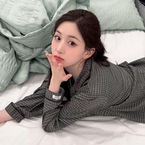 [해원 PICK] 실크핏 더스트 긴팔 커플 잠옷 세트
