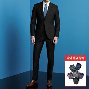 블랙 울100 솔리드 수트 면접 경조사 포멀핏 기본 정장 (333) + 타이증정