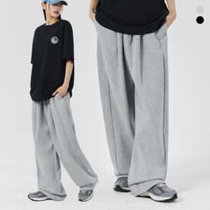 사이드 디테일 와이드 스웻 팬츠 [멜란지그레이]