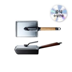 [뚜껑 세트] 에그&토스트팬 사각 주물 인덕션 후라이팬 + 스텐 뚜껑