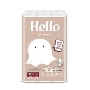 헬로 코튼파우더향 화장지 3겹 30m 30롤 100% 천연펄프