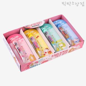 몰랑 8색 반짝이 데코젤펜 12개입 (BOX) 캐릭터볼펜 몰랑이볼펜 다색펜 멀티펜 여러가지볼펜