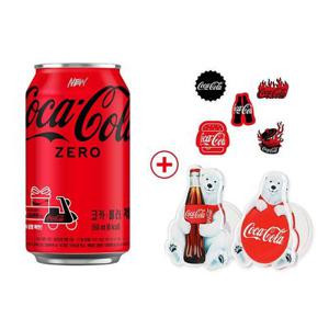 [APP전용](본사직영)코카콜라 제로 350ml캔 24개입+ 증정품 (코카콜라 그립톡 2종 랜덤발송+코카콜라 스티커