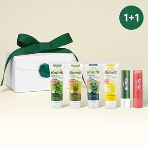 [1+1]*기프트박스*[롯데온 전용 구성] 카밀 비건 립밤/컬러밤 1개+미니 핸드크림(클인허프) 4개 SET X 2개