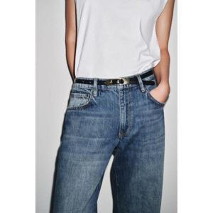 우먼 ZARA 자라 THIN 벨트 렉탱귤러 버클 - 블랙 10970827