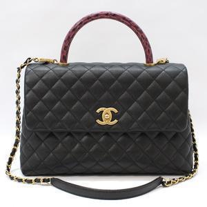 샤넬 A92992 블랙 캐비어 코코핸들 라지 리자드 탑핸들 숄더백