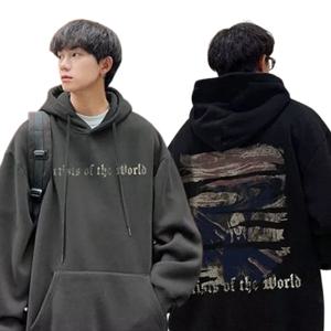오버핏 남자 기모 후드티 2XL 3XL 5XL 긴팔 티셔츠 3size 4컬러