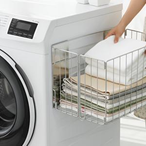 무타공 공중부양 자석선반 세탁기 철제 빨래바구니 마그네틱 폴딩 빨래 바스켓