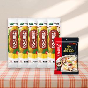 100% 찰옥수수국수 100g*5봉 X 하이디라오 백탕 훠궈소스 110g 1개