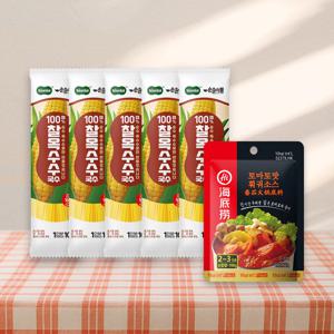 100% 찰옥수수국수 100g*5봉 X 하이디라오 토마토맛 훠궈소스100g1개