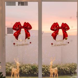 크리스마스 소품 문꾸미기 붙이는 트리창문 유리 시트지 꾸미기 빨간리본