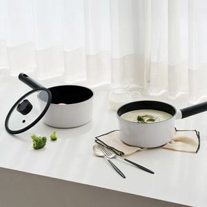 국내생산 인덕션겸용 오레오 IH  편수냄비 18cm 1인용 이유식 라면 찌개 한손 손잡이