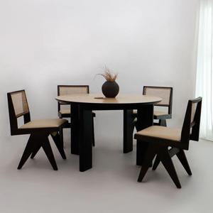 비키테이블 4인 원형식탁 1100 자작원목 HPL 맞춤제작 원형테이블