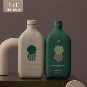 1+1 3배 고농축 비건 안심 세탁세제 1개 + 유연제 1개
