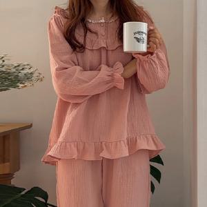 H made 러브린 요루면 긴팔 봄 가을 잠옷 여성 파자마 세트 3color