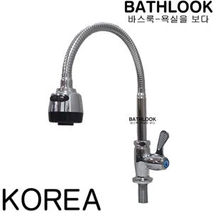세로형 자바라 단수꼭지KS국산_코브라 주방 세탁실 탕비실 싱크씽크 수전 수도 원홀 냉수교체